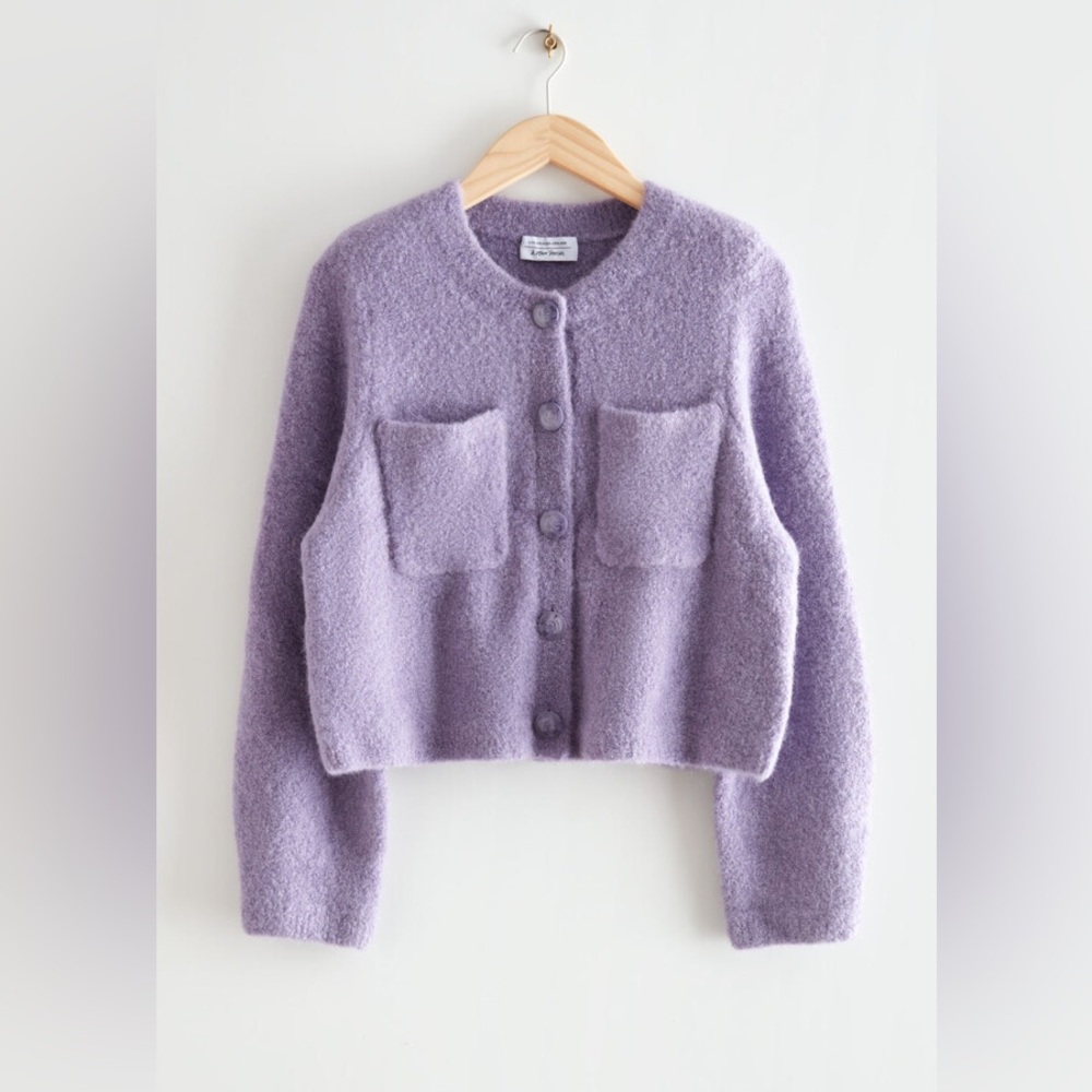 & Other Stories Lilac Cropped Button Cardigan